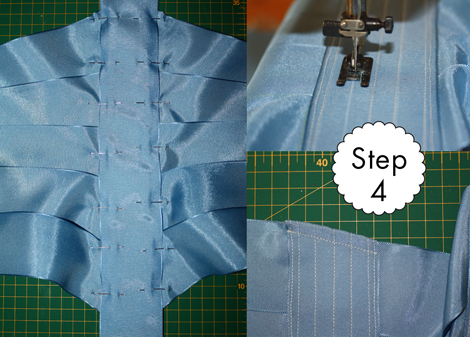 Step 4 of the ribbon corset: Sewing it all up.